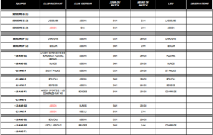 Planning du week end du 5/6 mai 