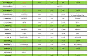 Planning du week end du 20-21 octobre