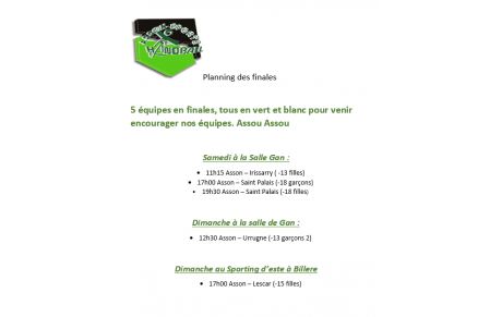 Planning finales departementales
